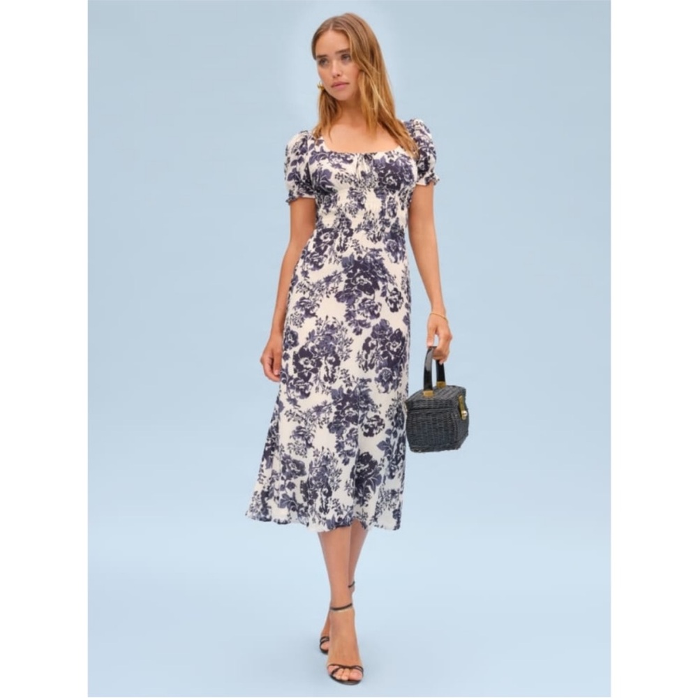 Reformation Dress Selby Midi in Madame Blue Floral